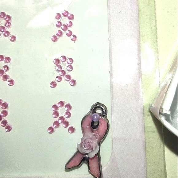 Avon Other - Lot of 3: Avon Brooch Pink Awareness Ribbon Nail Art Jewels